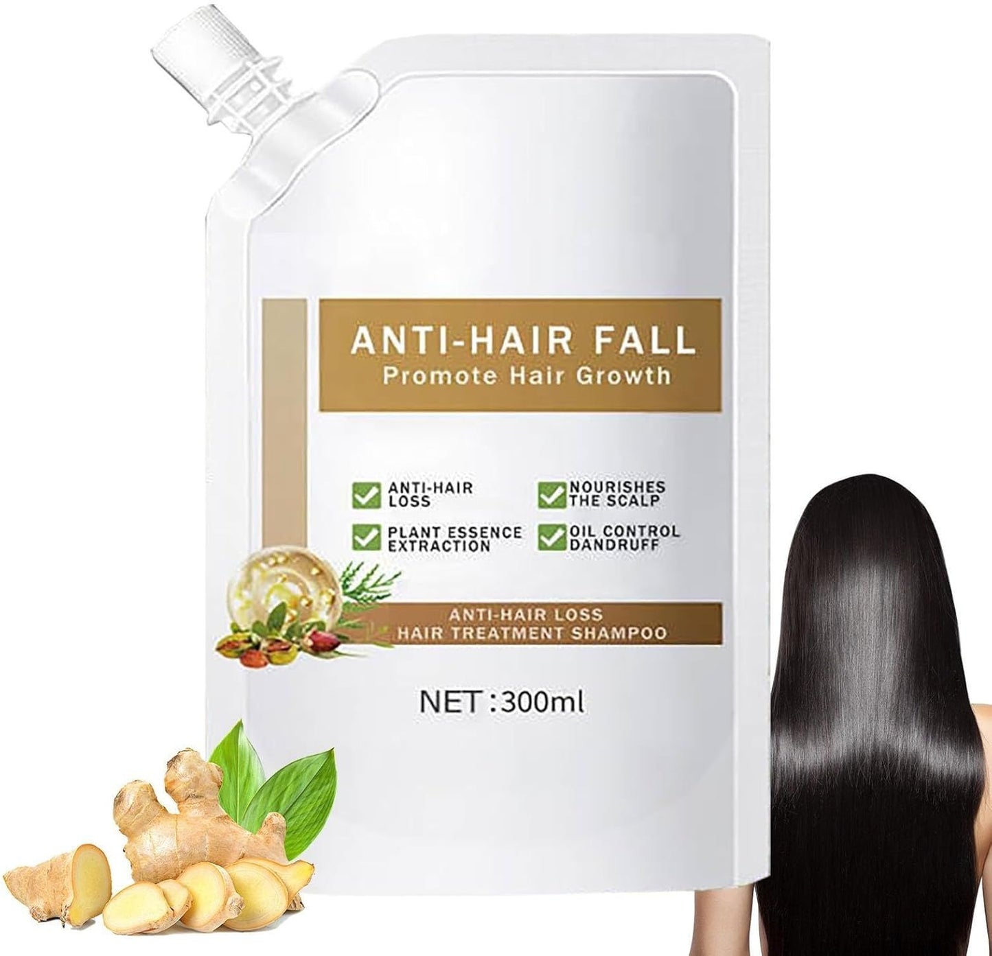 Remimpi Anti Hair Fall Hair Loss Shampoo front view pouch for hair growth treatment