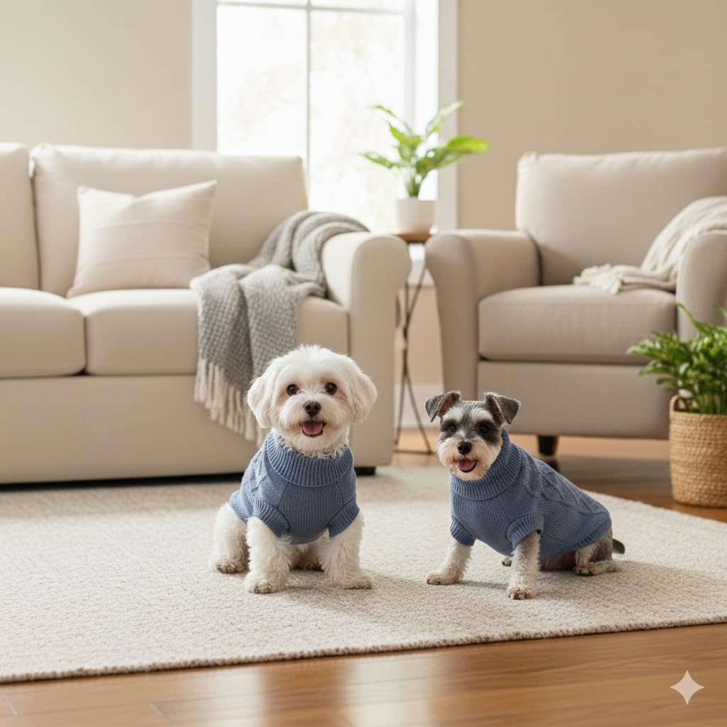 Small Dog Sweaters, Soft Knit Cold Weather Turtleneck Dog Clothes, Lightweight Warm Puppy Sweater for Chihuahua, Dachshund, Shih Tzu, Yorkie (Dark Blue, M) - Image 10
