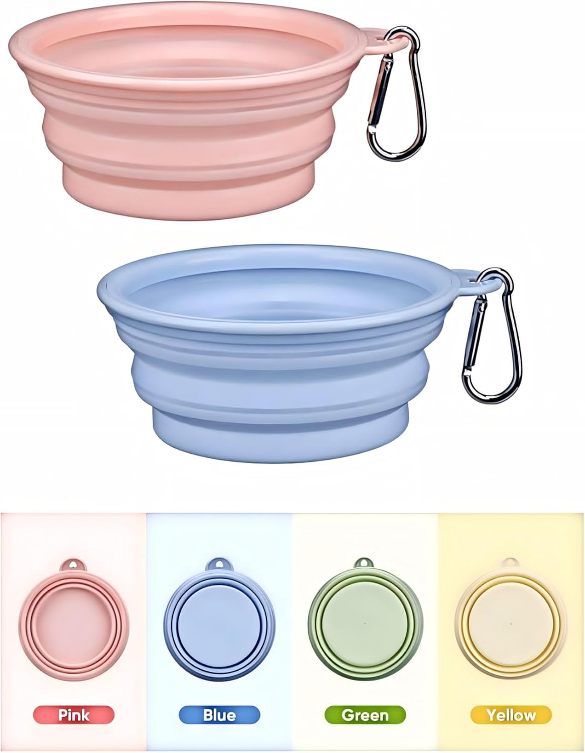Food grade silicone foldable dog bowls for travel and hiking adventures