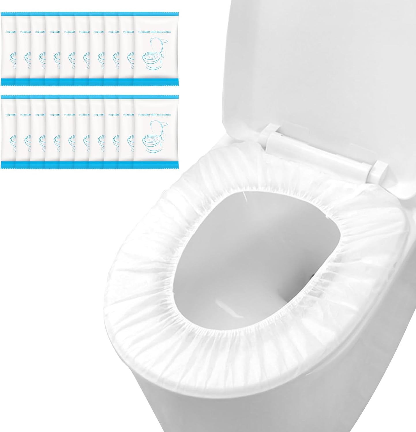 Zeckzoin disposable toilet seat covers pack front view highlighting individual travel packaging.