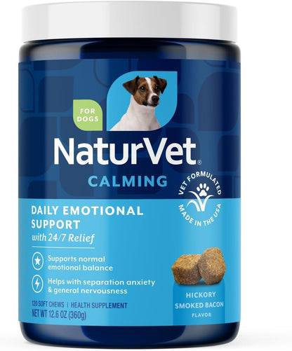NaturVet Quiet Moments Calming Dog Supplement, Dog Soft Chews with Melatonin to Help Reduce Stress from Storms, the Vet, Fireworks, and Travel, Bacon and Chicken Flavored Pet Supplement, 70 Count Jar - Image 12