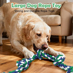 SZEE green and blue durable pet toy laid flat illustrating the five evenly spaced grip zones.