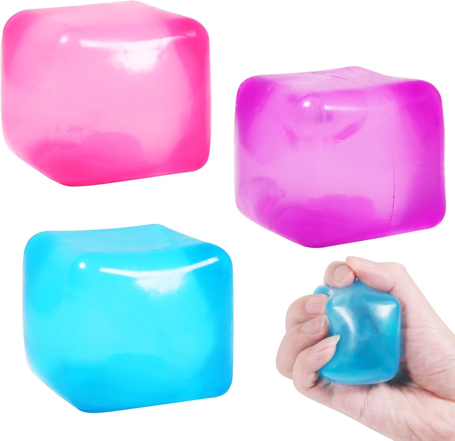 FauKait stress cube squishy toys pack of three on front view display for anxiety relief.