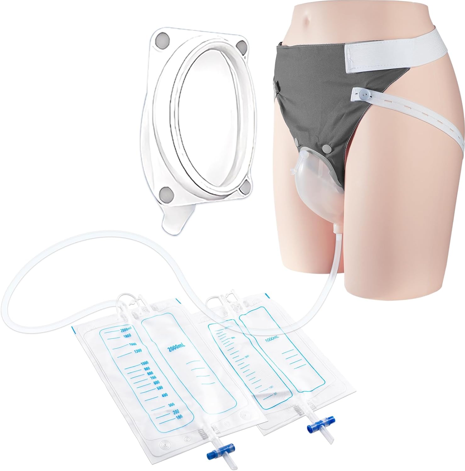 Opstra Yee Wearable Urine Collector Set front view showcasing silicone capsule and cotton fixing pants.