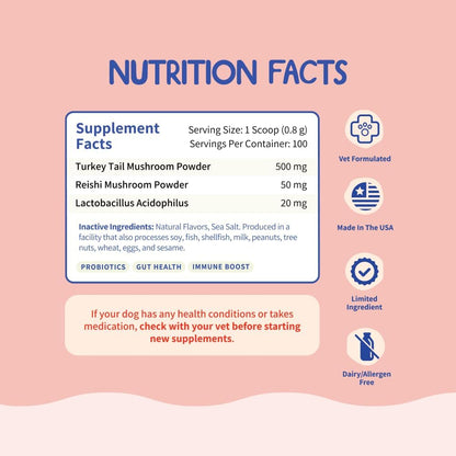 Imported Fifth and Fido dog supplement being sprinkled onto dry pet food