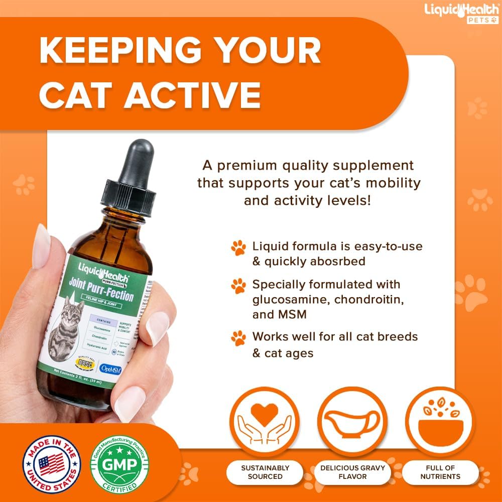 Liquidhealth cat joint supplement dropper application for feline health