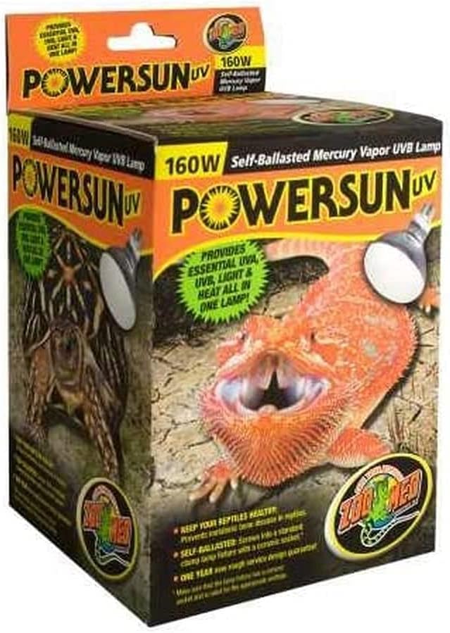 Zoo Med PowerSun UV Mercury Vapor Lamp 160 Watts front view retail packaging