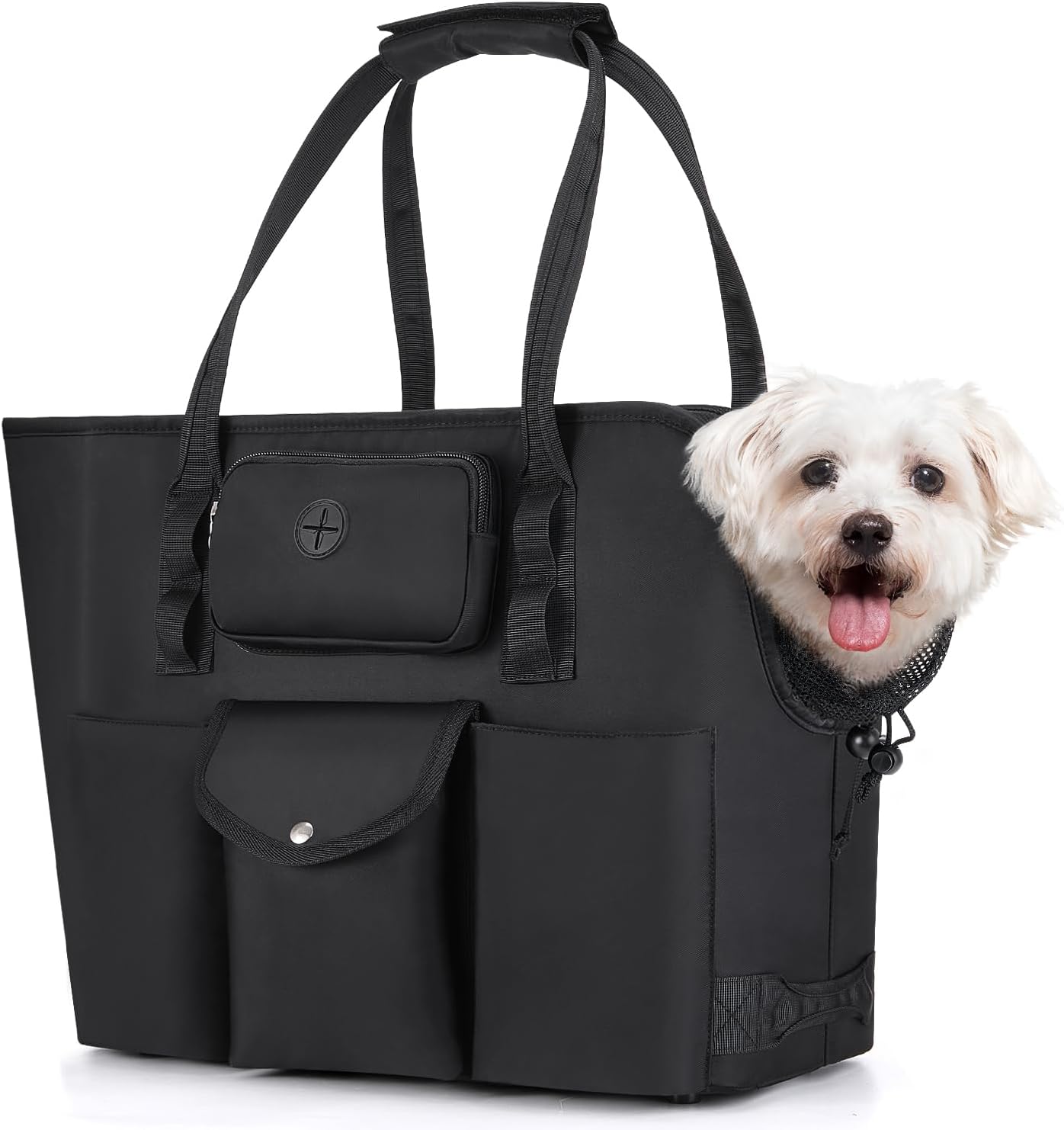 SlowTon dog purse carrier black front view