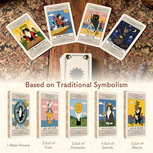Authentic BWTY beginner guided cat tarot card set in its ready to gift box
