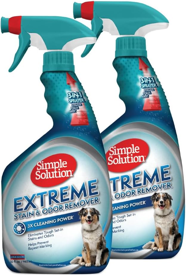 Simple Solution Extreme Pet Stain and Odor Eliminator Spray, Pee Stain Remover, Enzyme Cleaner, 3X Pro-Bacteria Cleaning Power, Dog Odor Remover, 32 oz - Image 13