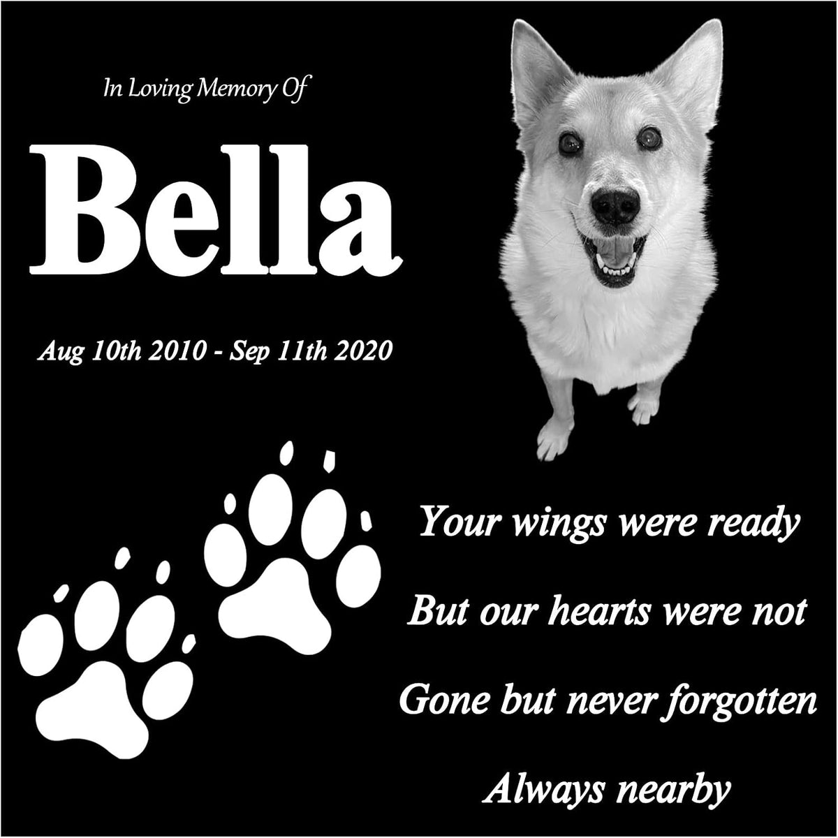 ODB Personalized Pet Memorial Stones, Black Granite Memorial Garden Stone Engraved with Photo, Gifts for Someone Who Lost a Loved One, or Pet, Dog, Cat (with Photo) - Image 9