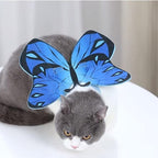 Close up of lightweight felt blue butterfly wings for pets