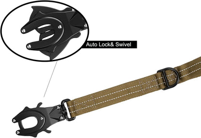 ICEFANG eighteen inch traffic dog lead showing the dual line reflective stitching details.