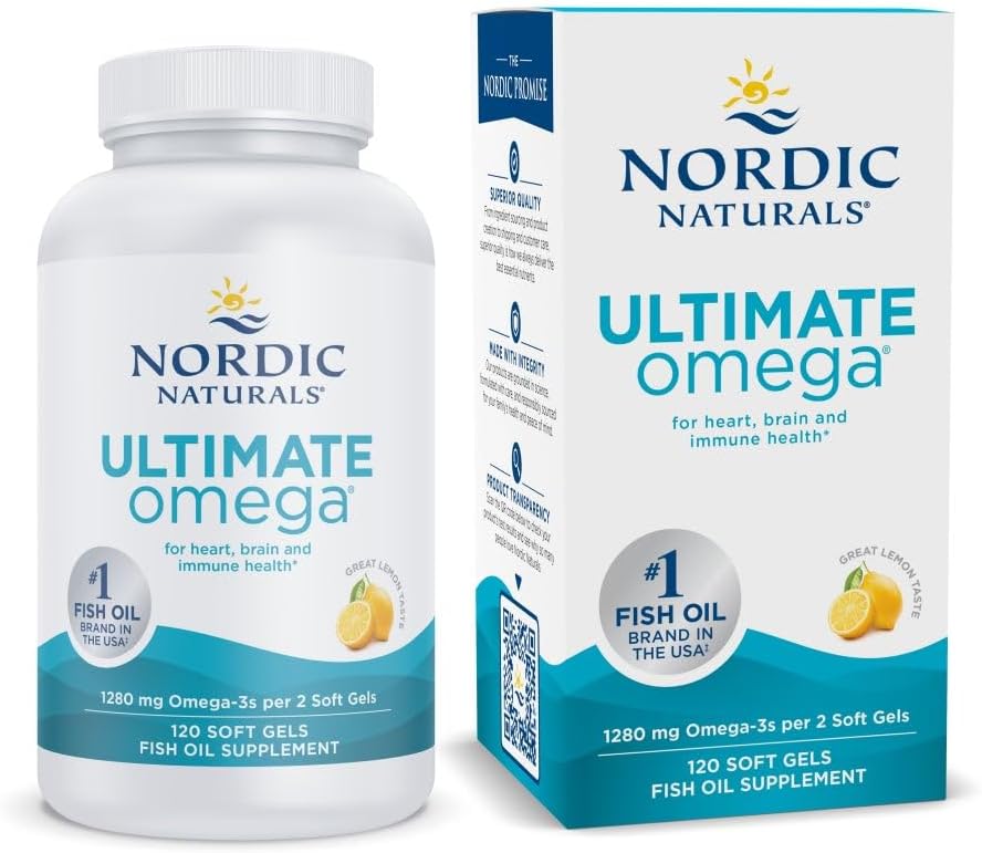Nordic Naturals Ultimate Omega, Lemon Flavor - 60 Soft Gels - 1280 mg Omega-3 - High-Potency Fish Oil Supplement with EPA & DHA - Promotes Brain & Heart Health - Non-GMO - 30 Servings - Image 8