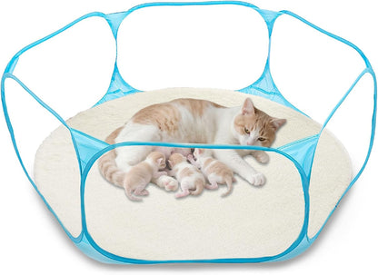 DDOTLUNA cat birthing box front view showcasing the round foldable design