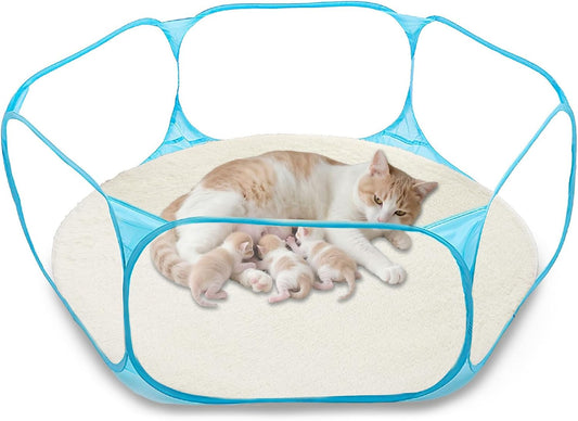 DDOTLUNA cat birthing box front view showcasing the round foldable design
