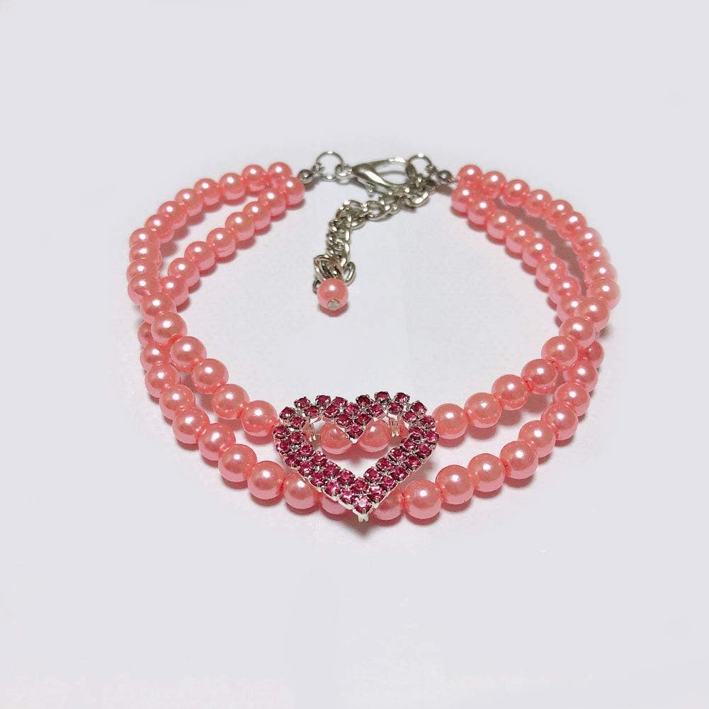 Petfavorites 2 rows dog pearls necklace collar front view
