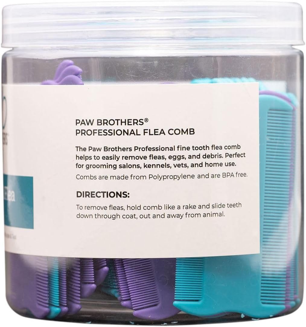 Paw Brothers professional pet grooming combs distributed out of the bulk fifty count tub.