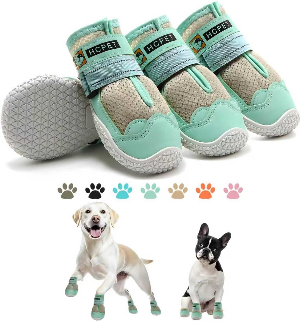 Hcpet Dog Shoes for Dogs, Dog Booties for Dogs, Anti-Slip Dog Boots & Paw Protectors for Hot Pavement Winter Snow Hiking with Reflective Straps Khaki Size 6, 4PCS - Image 12