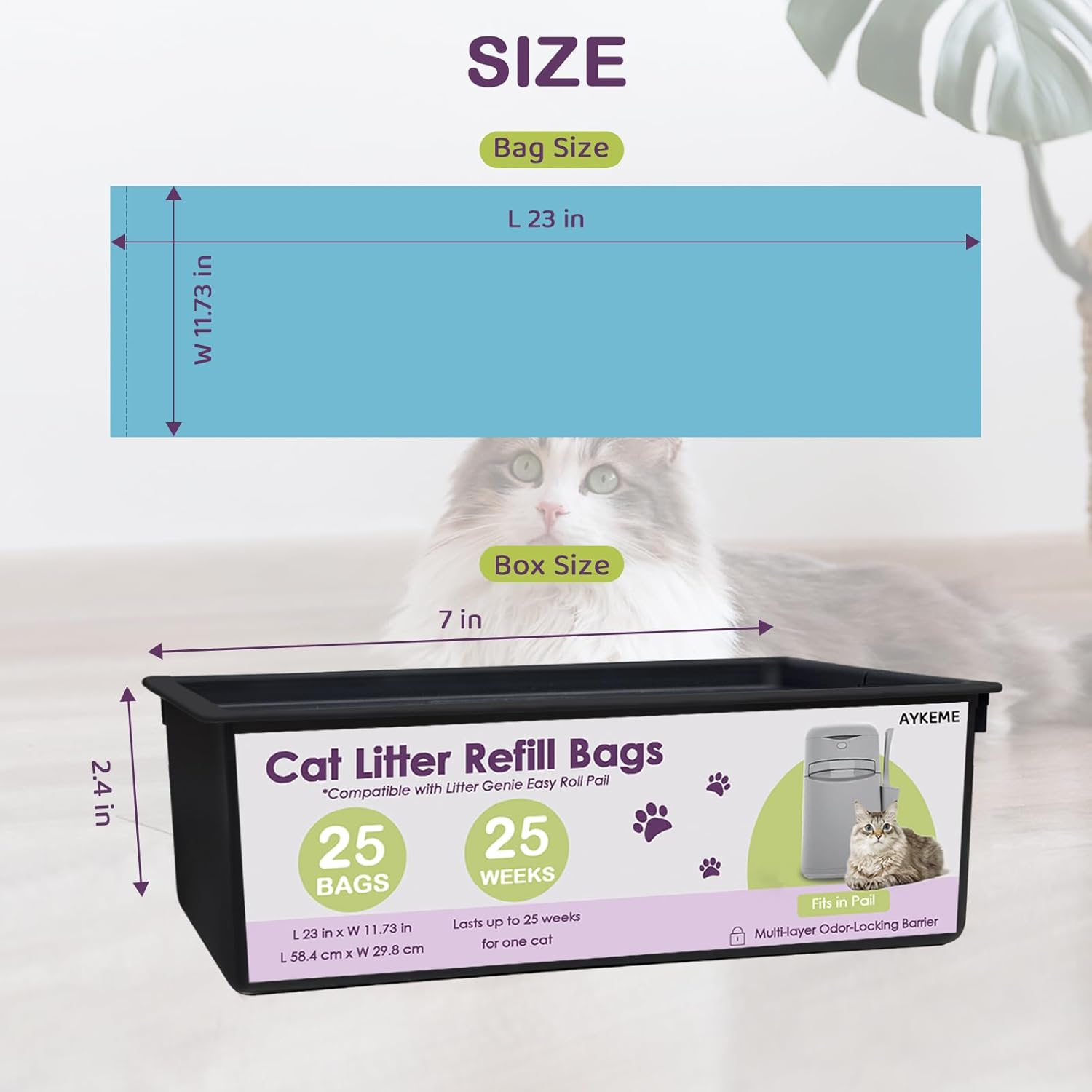Side view of the product box illustrating compatibility with easy roll pails