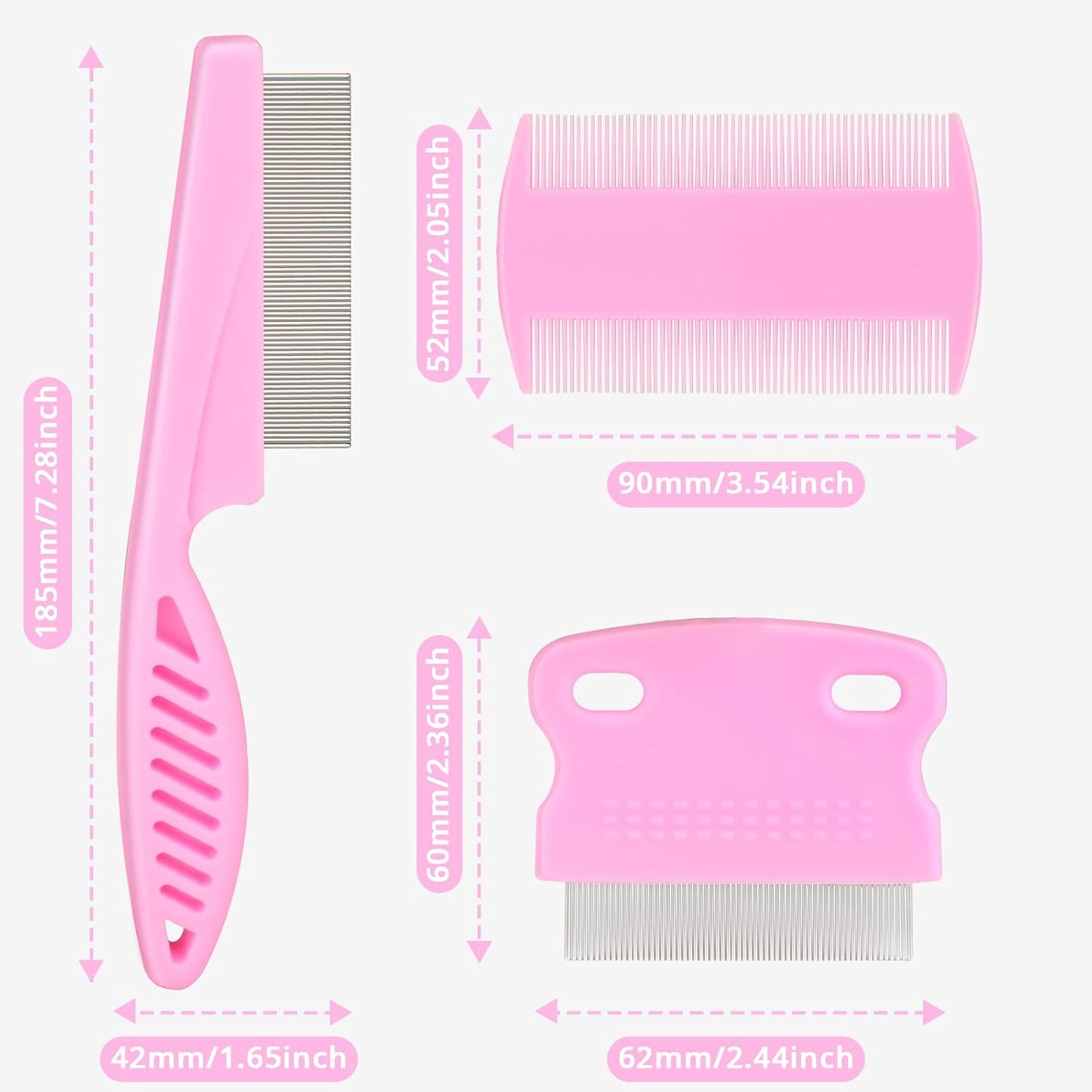 Close up of Jegtew fine-toothed flea comb stainless steel bristles