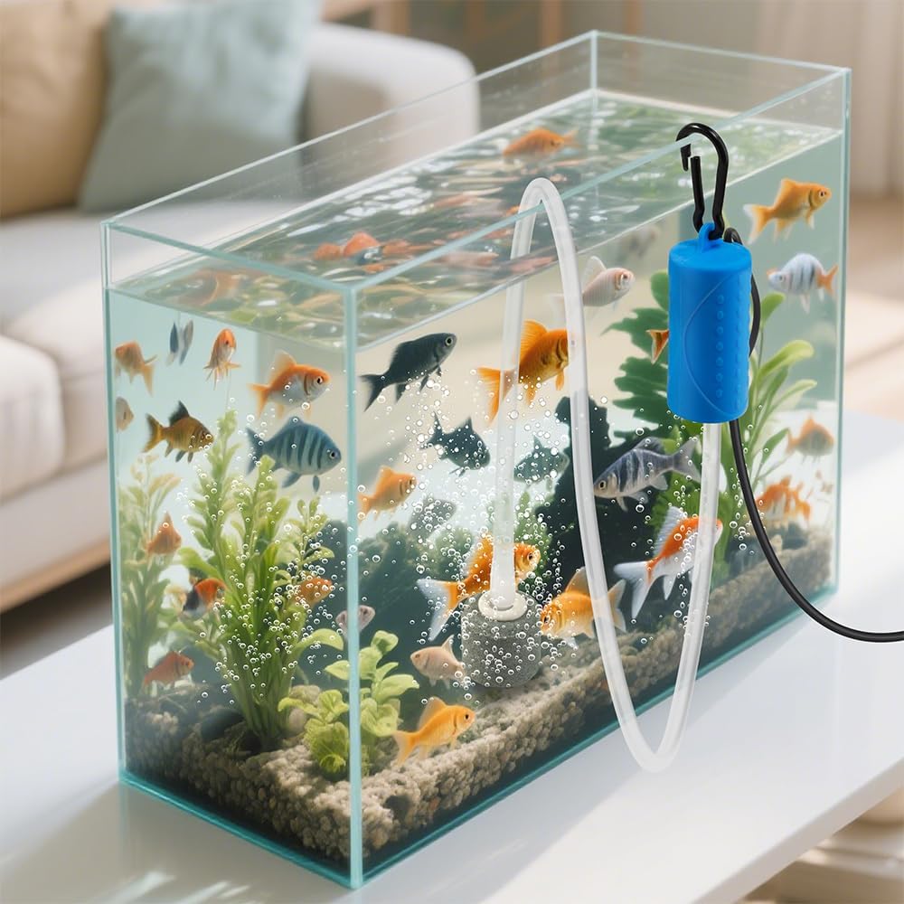 DaToo USB Mini Aquarium Air Pump Ultra Quiet Fish Tank Air Pump with Black Hanging Clasp Portable Aquarium Oxygen Aerator Pump Includes Fish Tank Airline Tubing and Air Stone(1W/2W/3W) - Image 7
