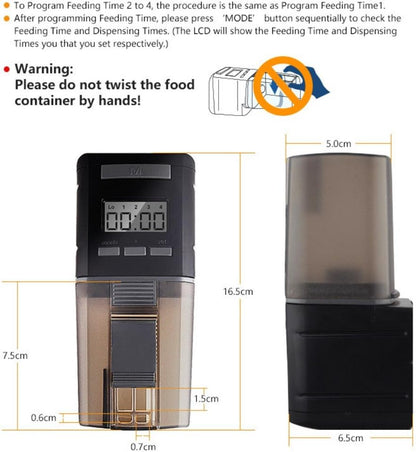 Londafish smart aquarium vacation food dispenser highlighting the digital LCD control panel buttons