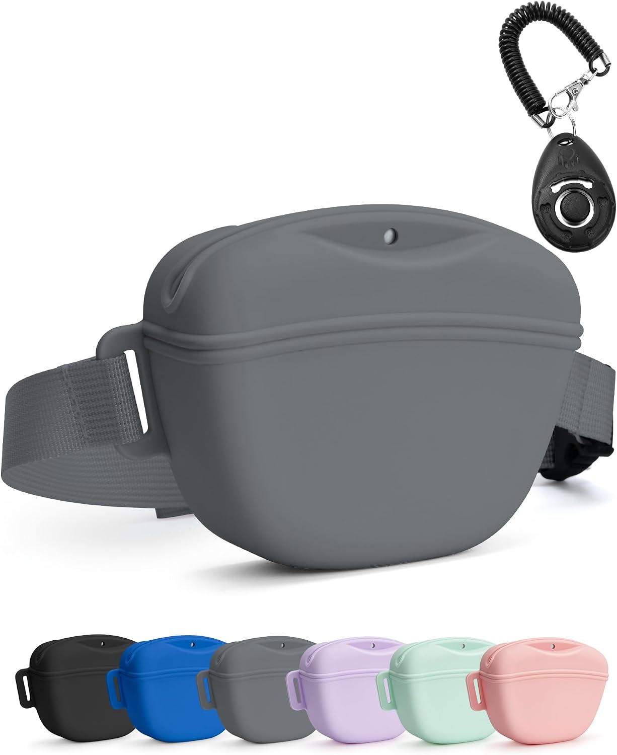 heouvo Dog Treat Pouch with Training Clicker, Upgrade Stronger Magnetic Closure to Avoid Spilling, 1.67 Cup Silicone Treat Bag Fanny Pack with Waist Belt for Pet Training Walking (Black) - Image 11