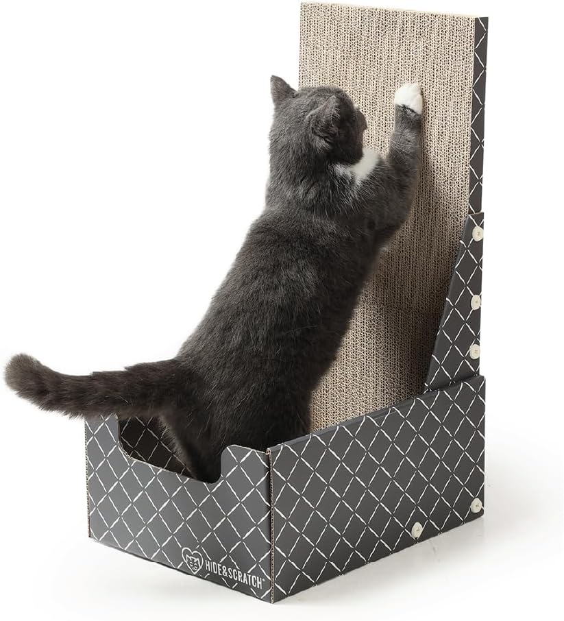 Dark grey diamond pattern design on cat scratcher box