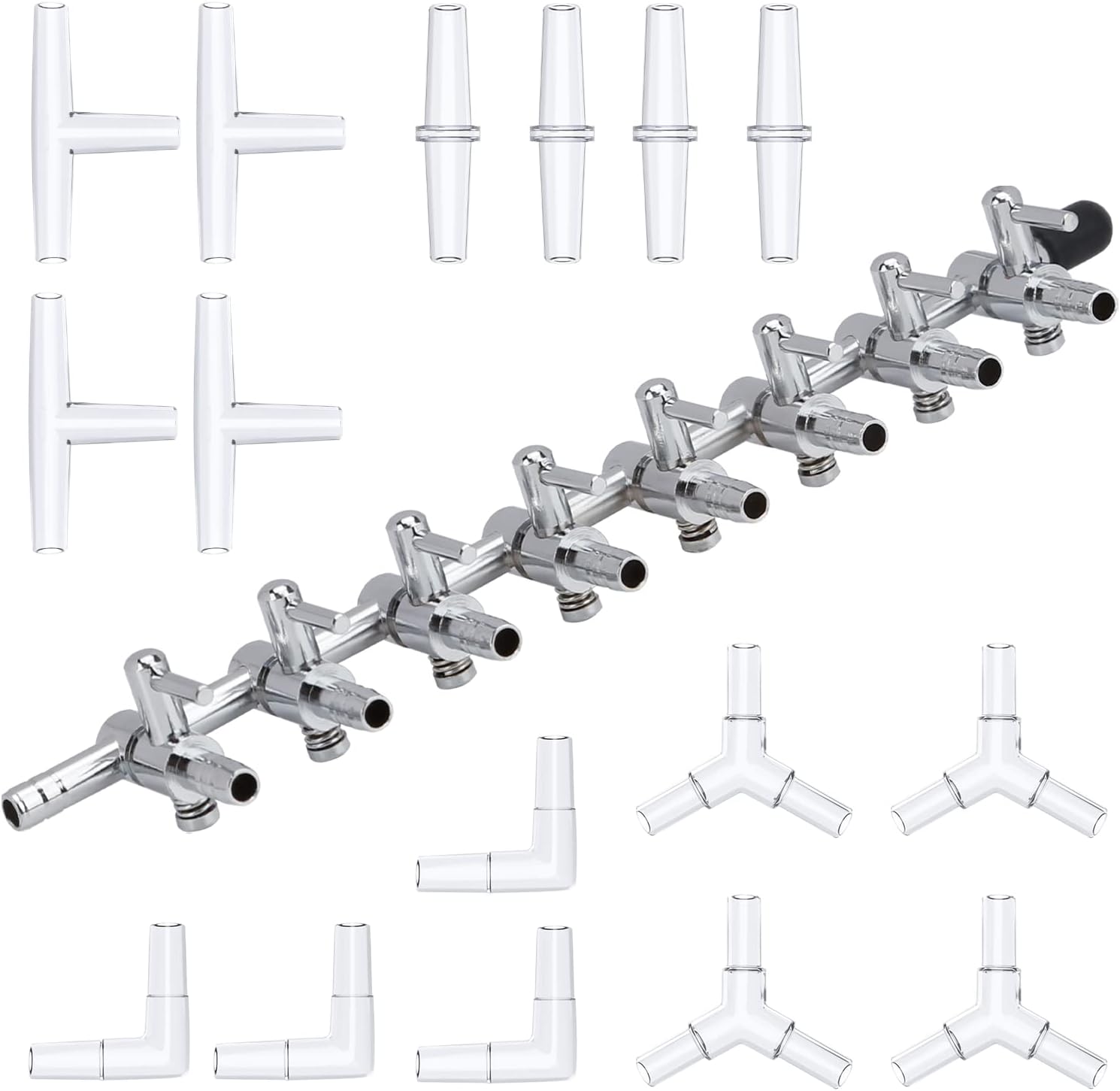Pawfly four outlet air flow splitter showing secure mounting clip placement