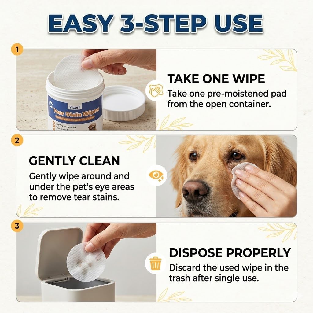 Premium USA imported pet tear stain cleaning pads packaging detail