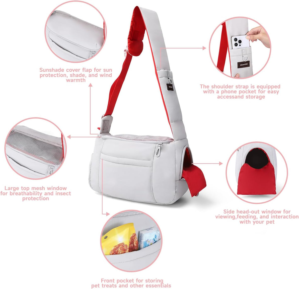 Soft padded interior of CleverCode cat sling carrier
