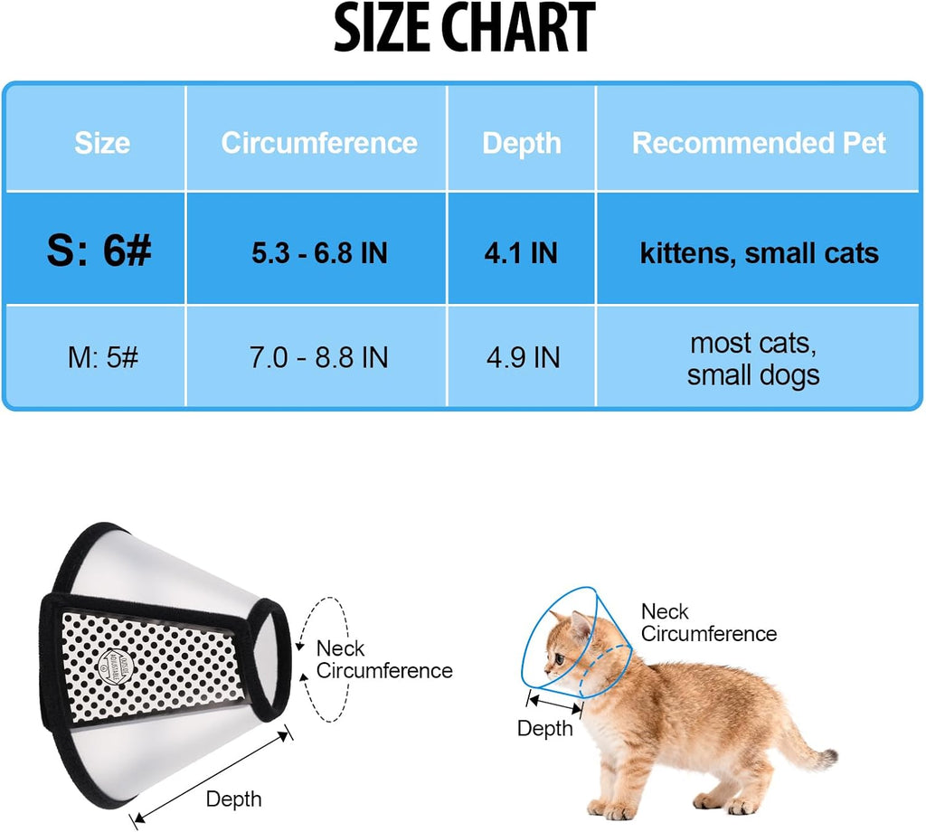 Depets plastic pet cone showing soft fabric edge