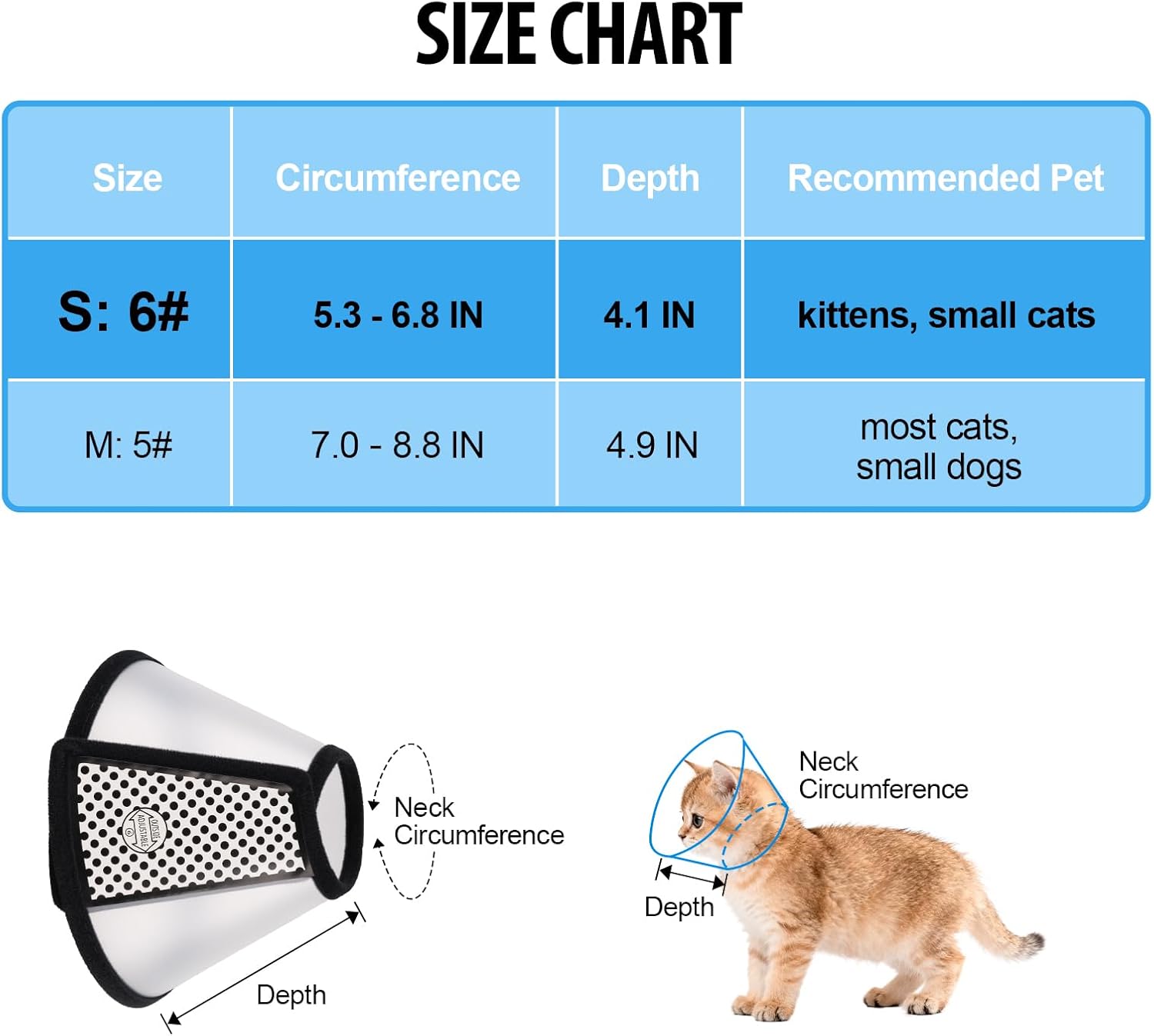 Depets protective neck cover for kittens showing soft fabric comfortable edge