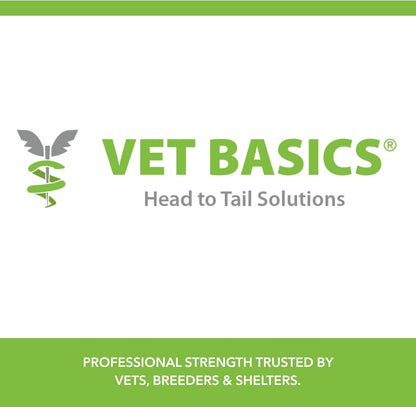 Close up of Vet Basics non rinse topical veterinary solution label