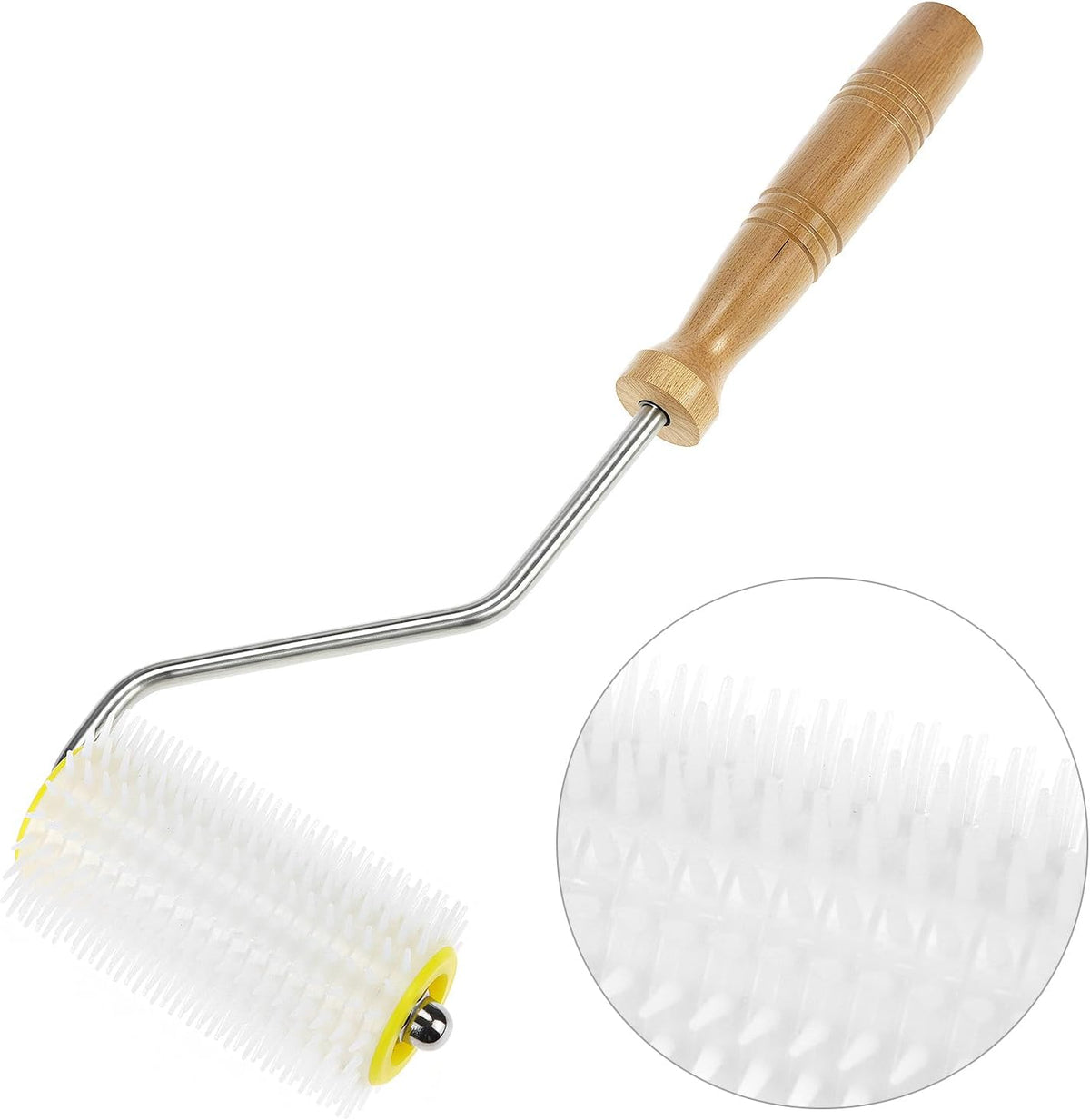 Close up view of the durable plastic needles on the QWORK honey extractor roller