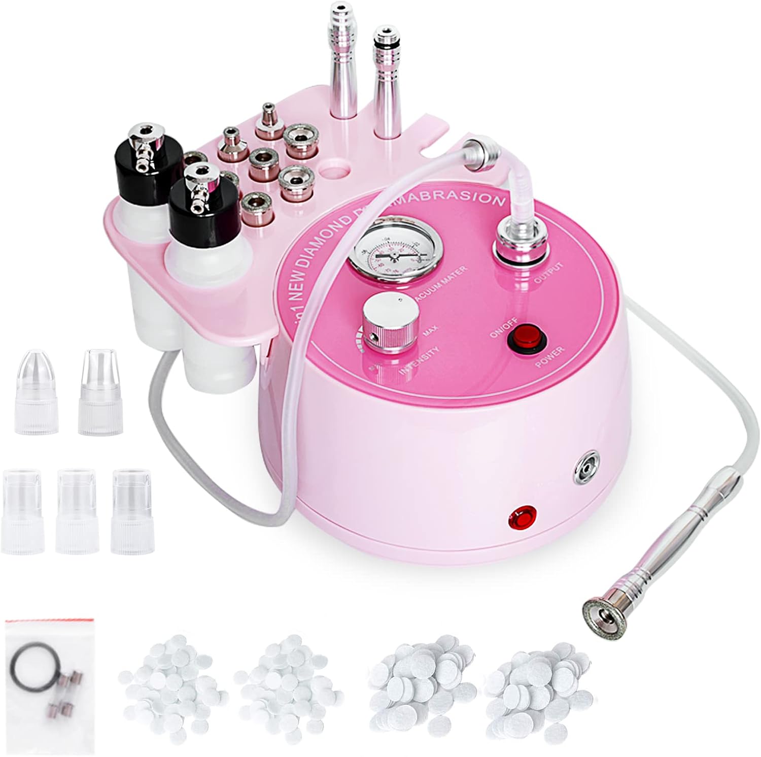 Beauty BOLE diamond microdermabrasion machine professional plus front view showing control dials and pink chassis