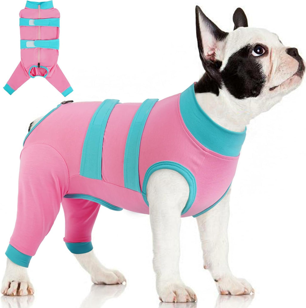 QBLEEV Dog Surgery Recovery Suit for Rear Legs, Long Back Leg Sleeve Pants | Soft onesie to prevent licking, adjustable thigh/abdominal wound protector, cone alternative after spay/neuter, pink, L - Image 12