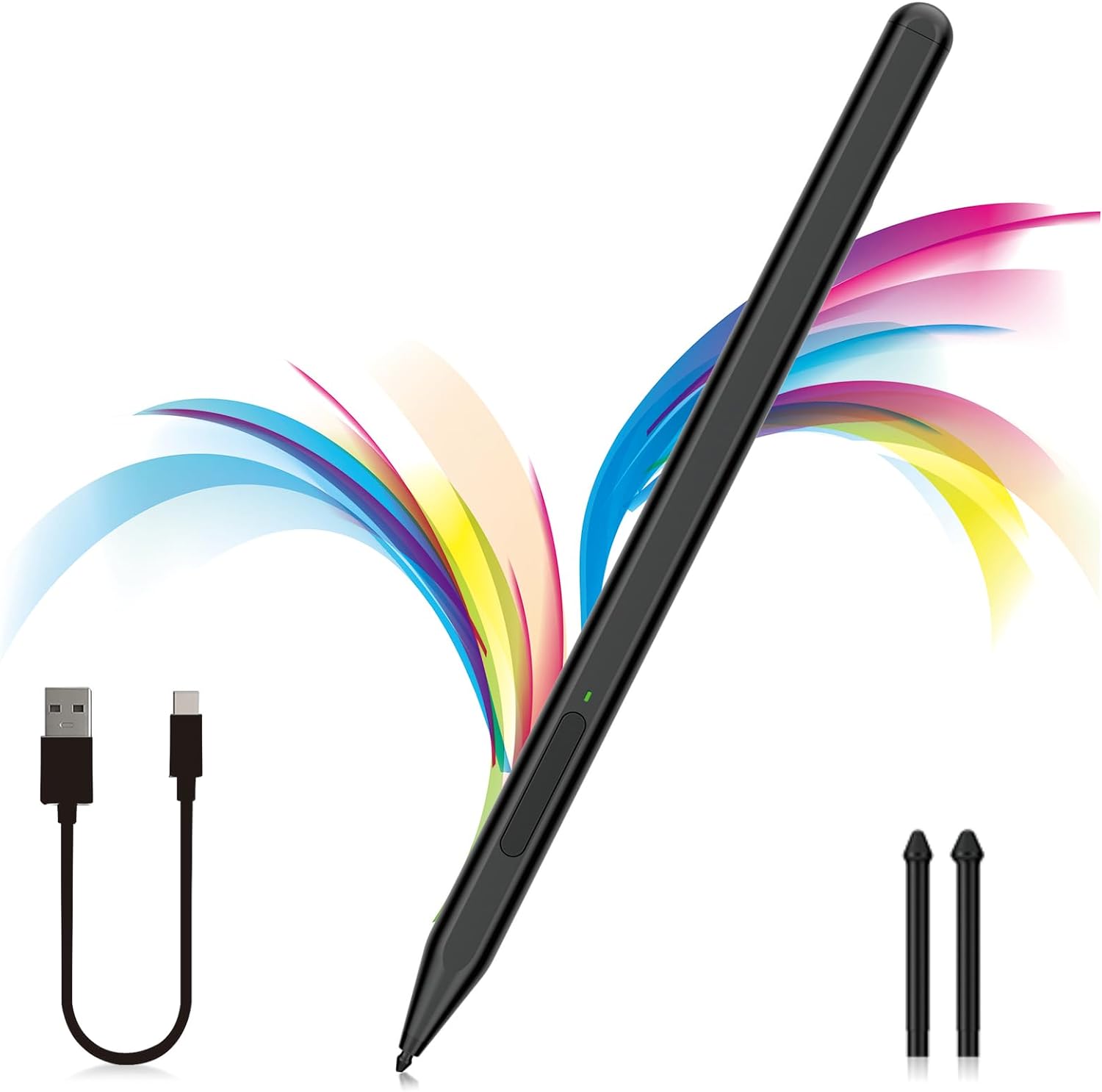 Milikilo stylus pen for Microsoft Surface front view highlighting sleek matte black design