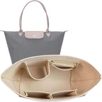 Lckaey purse organizer insert front view in premium beige felt