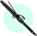 MINT Professional Extra Long Hair Curling Iron front view displaying the black ceramic tourmaline barrel and clamp