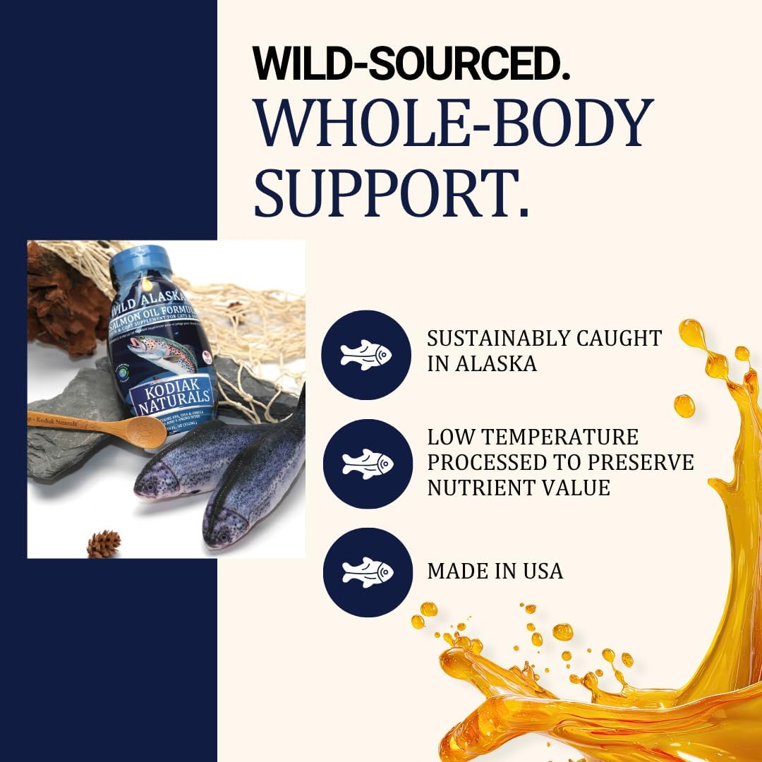 Kodiak Naturals premium fish oil liquid supplement squeeze bottle showing the drip free cap mechanism.