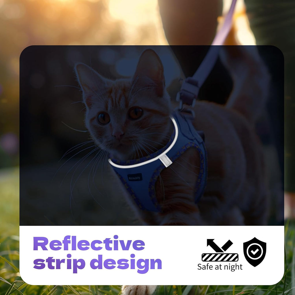 Matching pink pet walking leash attached to the secure back connectors of the kitten harness.