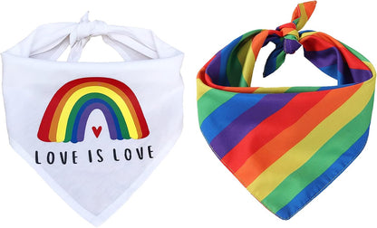 Tinsow dog bandanas gay pride rainbow handkerchief front view