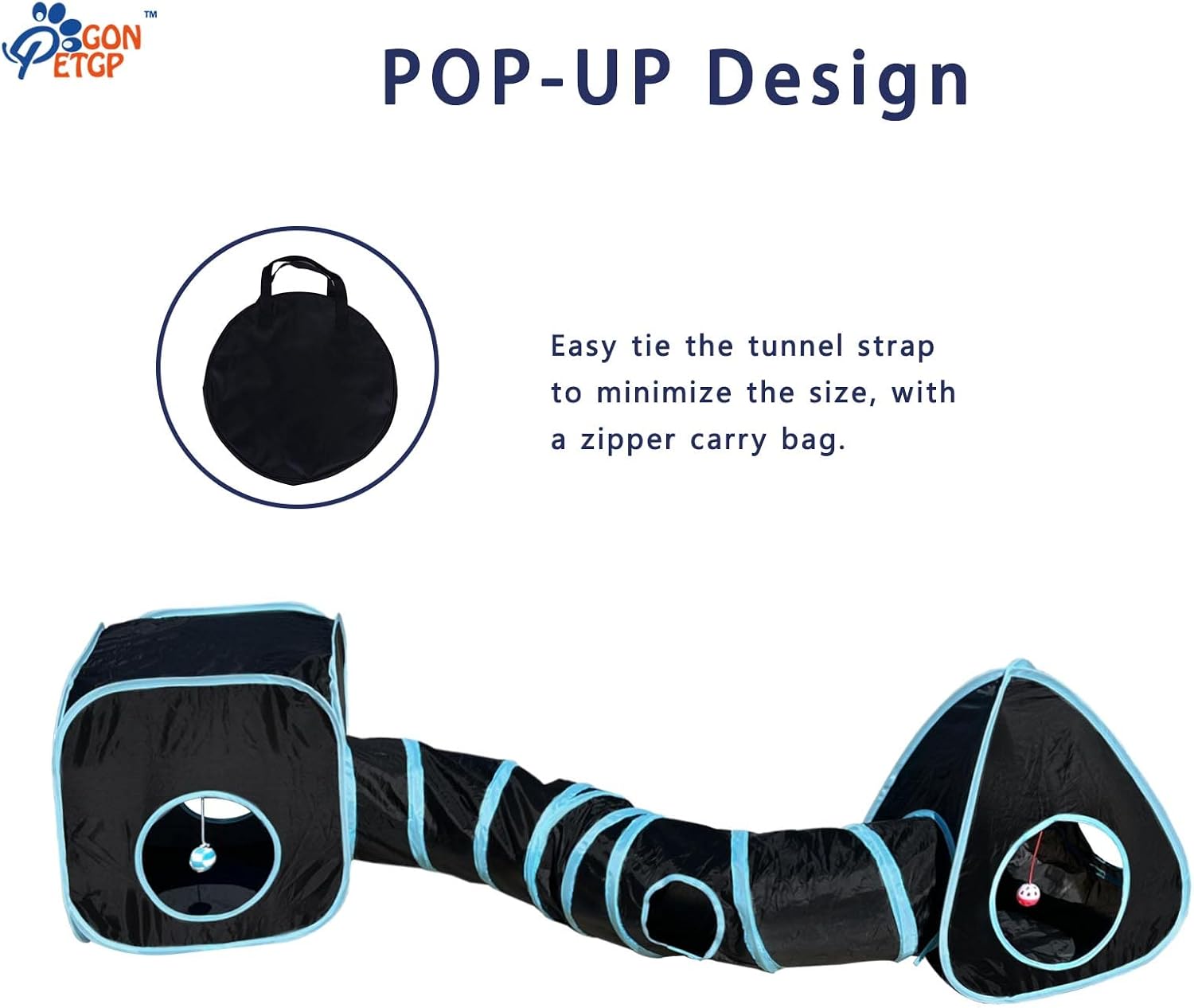 Detachable pet activity center with individual cube and tent modules