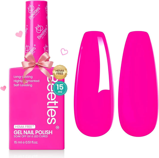 Beetles Neon Whispers Hema Free Neon Pink Gel Polish 15ml bottle front view