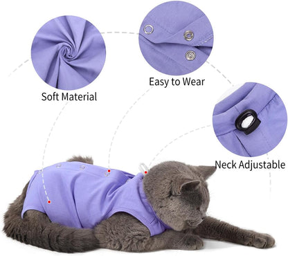 Lianzimau surgical cat onesie side profile showing fit