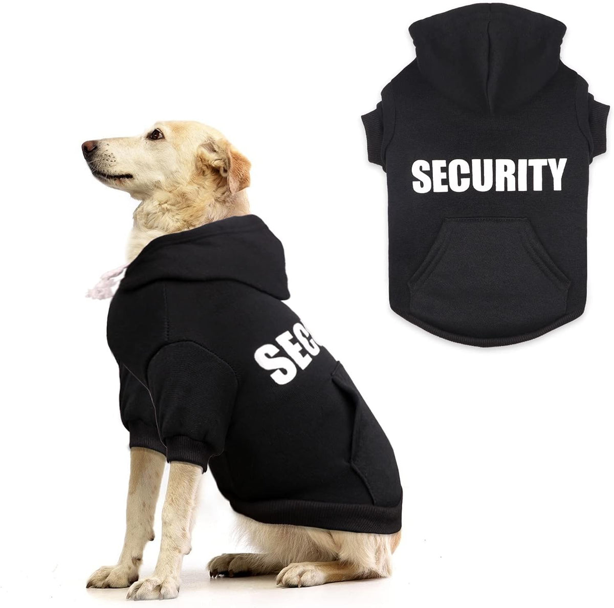 Warm winter pet hoodie tailored for large sized dogs.