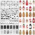 Whaline 9 Piece Cheetah Cherry Nail Art Stamping Plates Kit front view showcasing diverse animal print patterns.