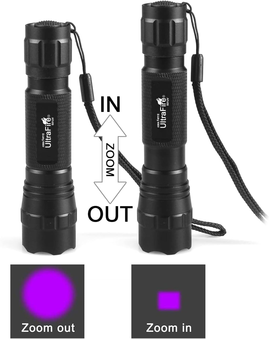 ULTRAFIRE premium aluminum black light torch for scorpion hunting